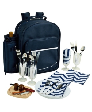 Picnic At Ascot Deluxe 2 Person Picnic Backpack Cooler With Insulated Wine Pouch In Indigo