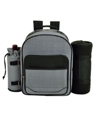 Deluxe 4 Person Picnic Backpack Cooler, Wine Pouch and Blanket