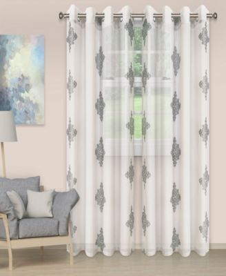 Damask Sheer 2 Piece Curtain Panel Set