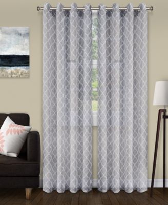 Trellis Lattice Sheer Grommet 2-Panel Curtain Set