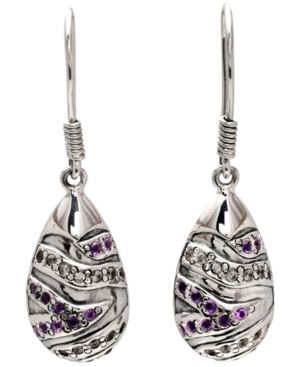 image of Asian Tiger Signature Sterling Silver Earrings embellished by Amethyst and White Cubic Zirconia
