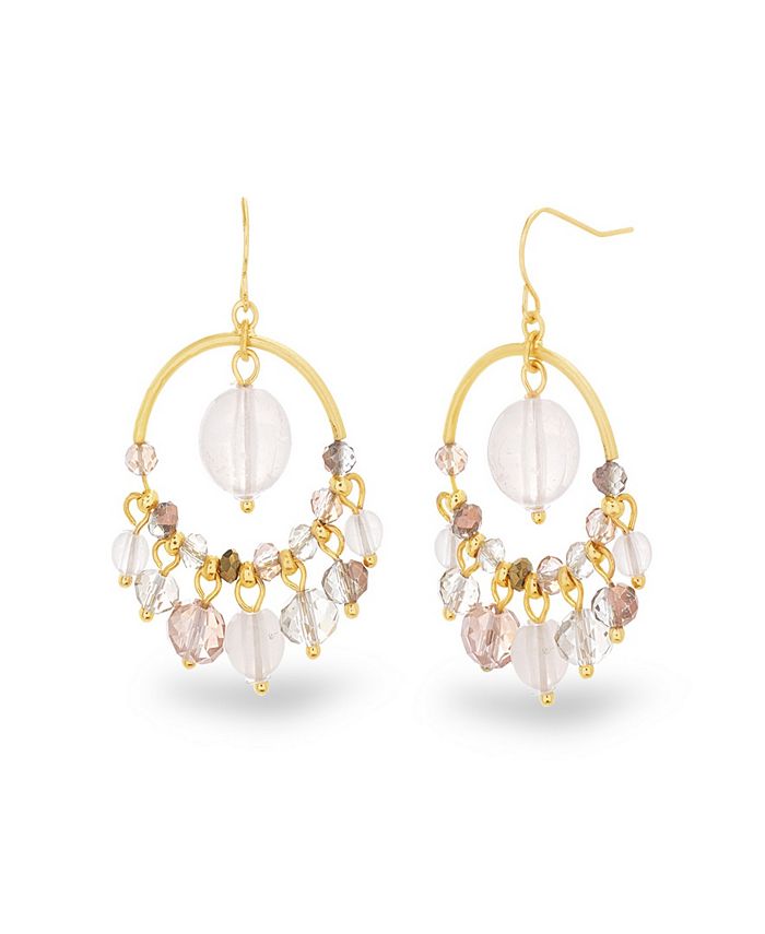 Catherine Malandrino Women's Pink Beaded Yellow Gold-Tone Hoop Earrings ...