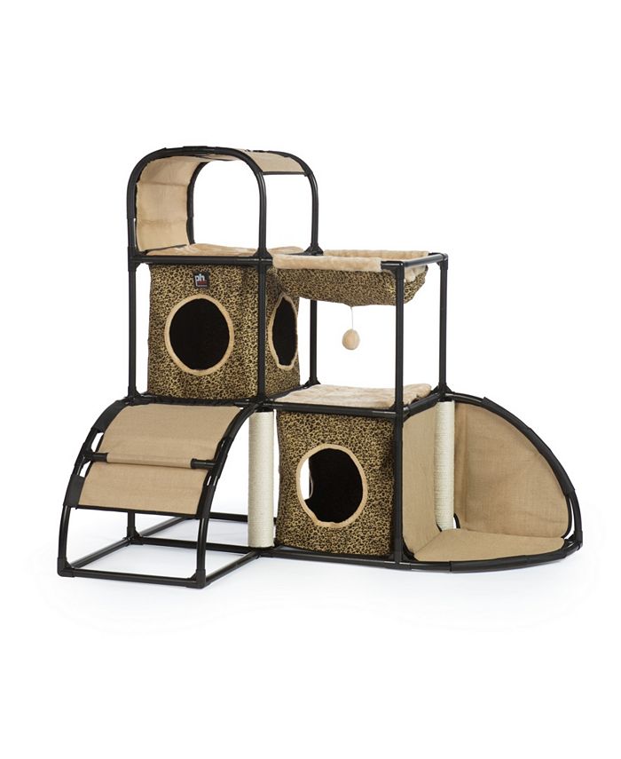 Prevue Pet Products Catville Loft 7220 - Leopard Print Cat Tree With Scratching Post & Hideaways