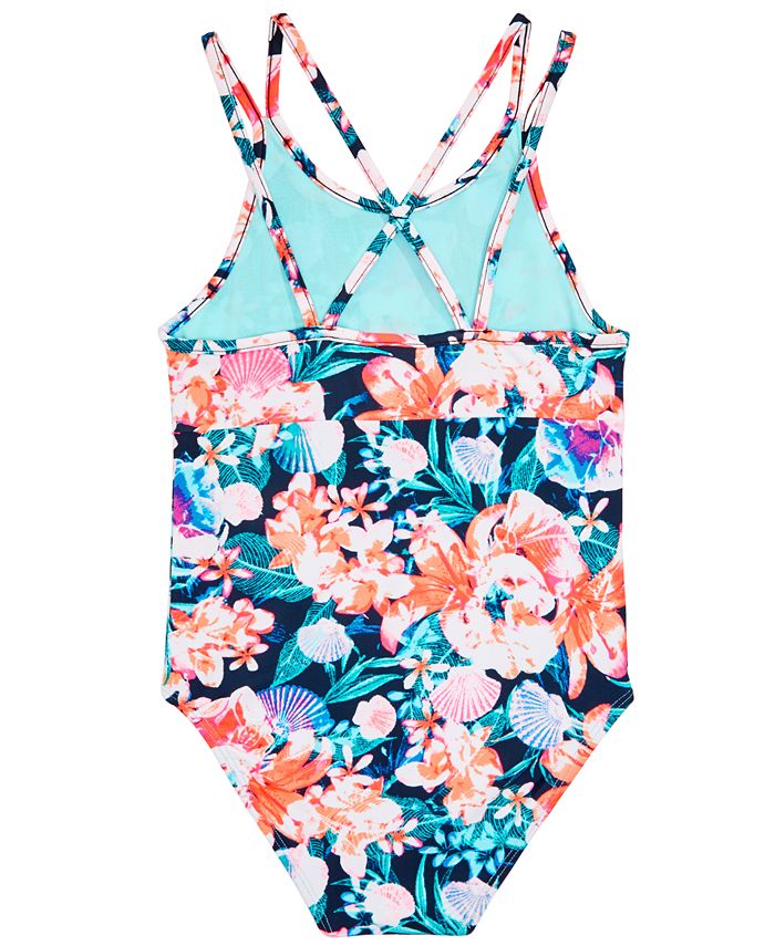 Ideology Little Girls 1-Pc. Floral-Print Swimsuit, Created for Macy's ...