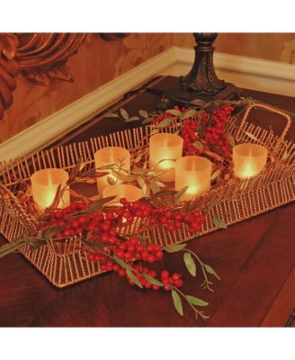 Lumabase Set of 6 Flickering Amber LED Lights in Frosted Votive Holders Cups