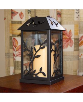 Lumabase Warm Black Vine Metal Lantern with LED Candle