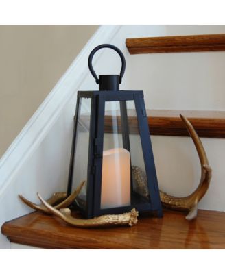 Lumabase Warm Black Tapered Metal Lantern with LED Candle