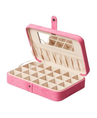 Mele Co Maria Plush Fabric Jewelry Box with Twenty-Four Sections - Pink 83$