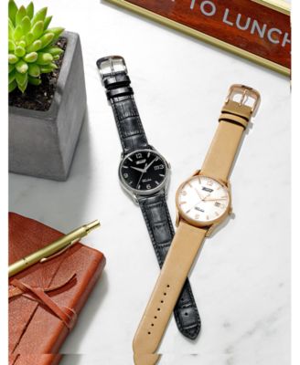 Unisex Swiss Heritage Visodate Beige Leather Strap Watch 40mm