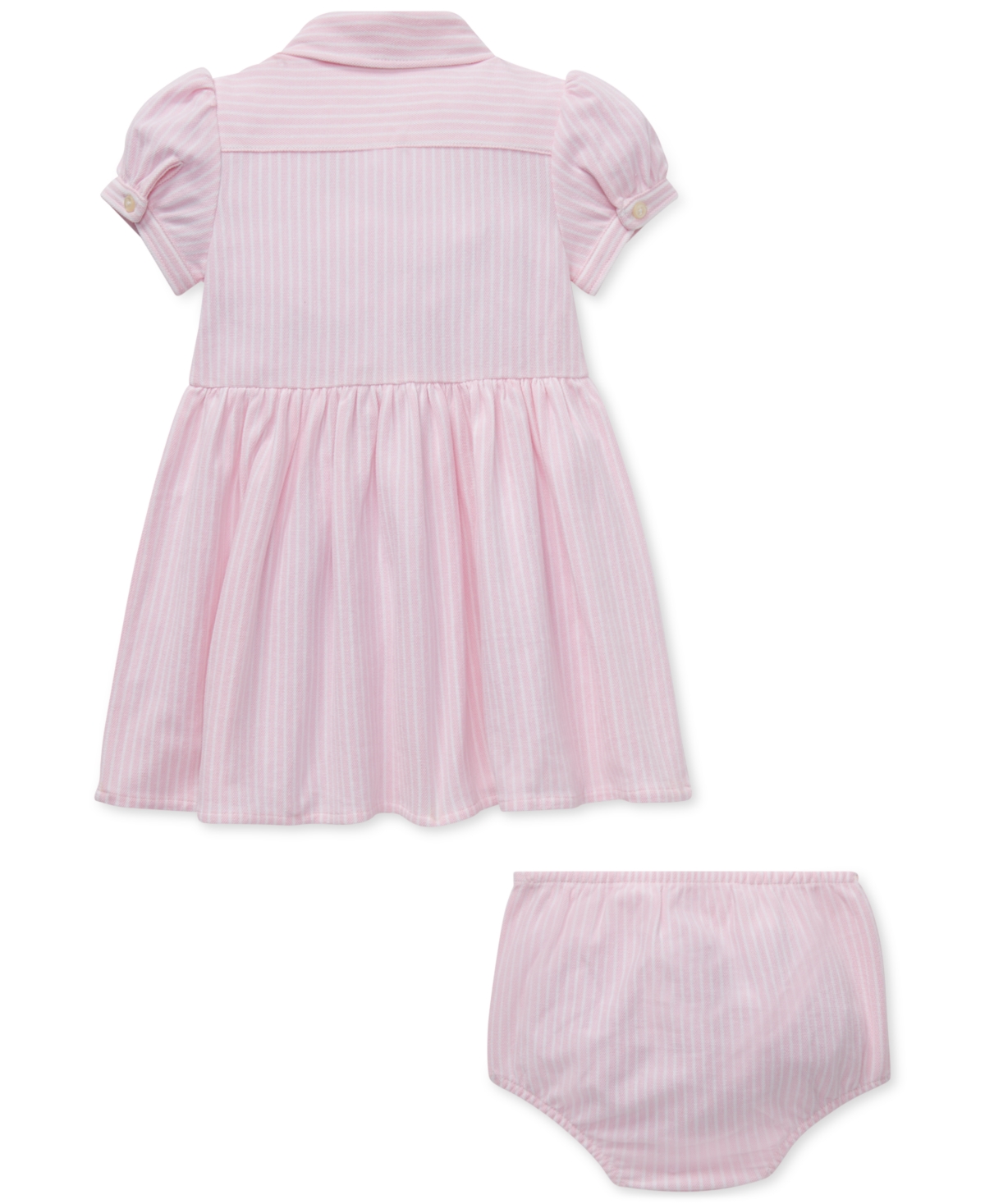 Polo Ralph Lauren Baby Girls Striped Knit Oxford Dress -White