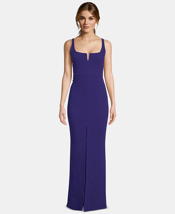 Betsy & Adam Petite Slit-Front Gown - Macy's