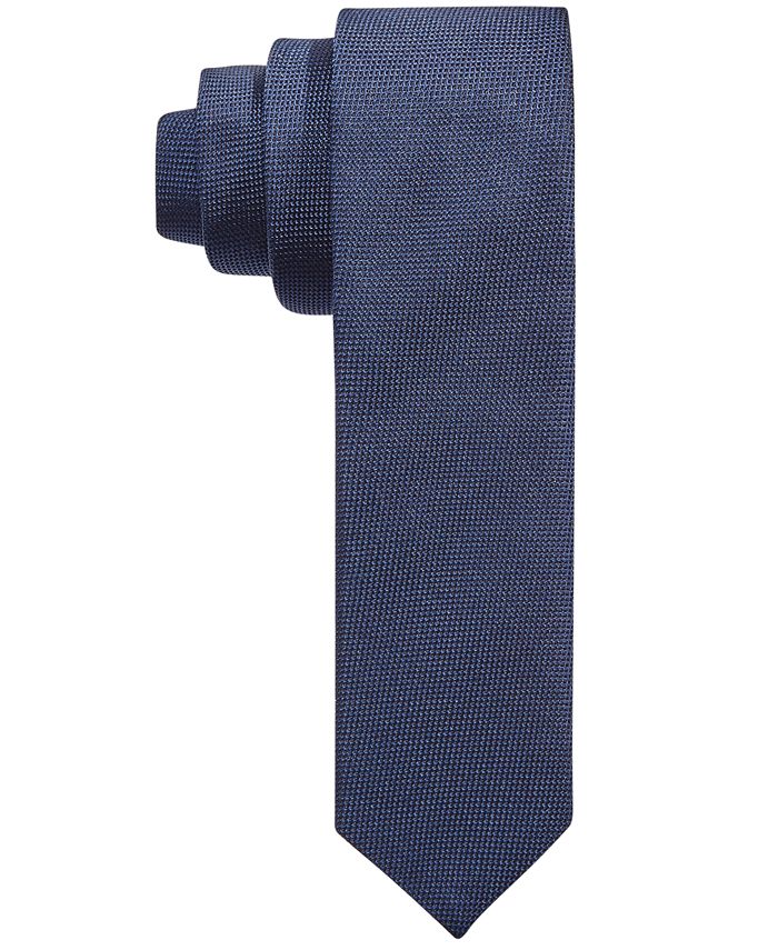 Hugo Boss HUGO Men's Navy Textured Solid Skinny Silk Tie - Macy's