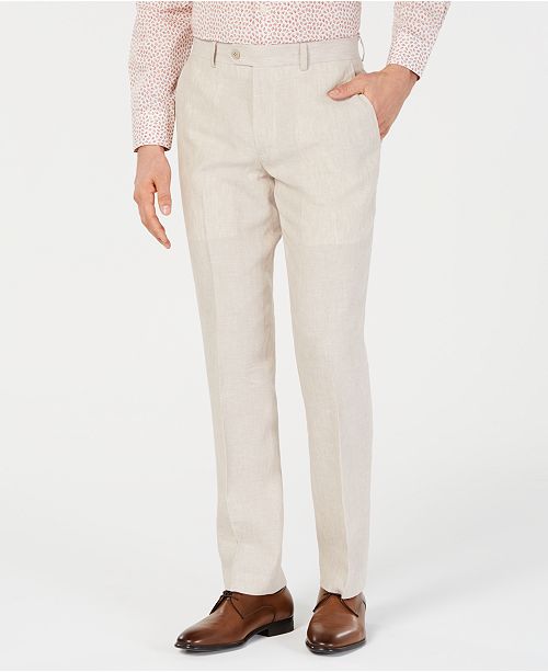 Bar Iii Men S Slim Fit Linen Tan Suit Pants Created For Macy S Reviews Pants Men Macy S