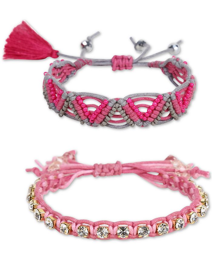Deepa 2-Pc. Crystal & Bead Friendship Slider Bracelet Set - Macy's