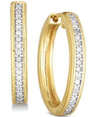 Macy's - Diamond Hoop Earrings in Sterling Silver (1/4 ct. tw.)