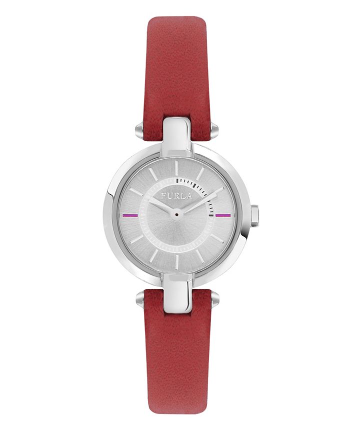 Furla Women's Linda Silver Dial Calfskin Leather Watch Macy's