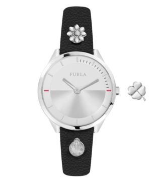 image of Furla Women-s Pin Silver Dial Calfskin Leather Watch