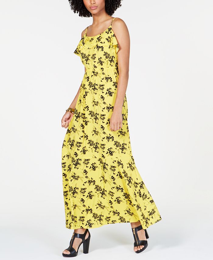 Michael Kors Petite Ruffled Floral-Print Dress - Macy's