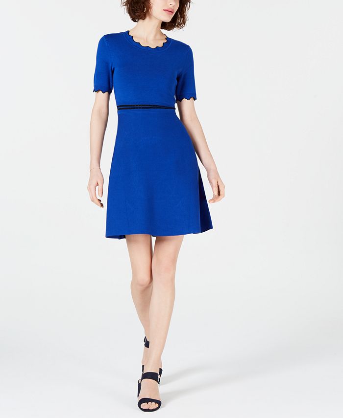 Maison Jules Scalloped-Trim Sweater Dress, Created for Macy's - Macy's