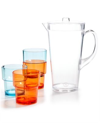 Martha Stewart Collection - 5-Pc. Acrylic Pitcher & Stackable Tumbler Set