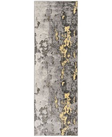 Adirondack Grey and Yellow 2'6" x 8' Runner Area Rug