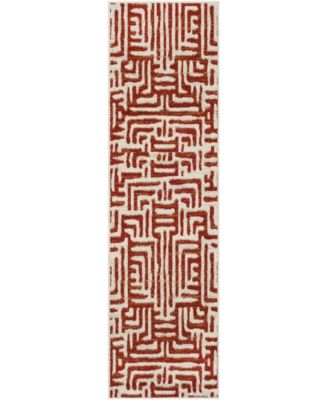 Amsterdam Ivory and Terracotta 2'3" x 8' Runner Area Rug