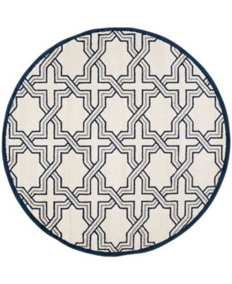 Amherst Ivory and Navy 7' x 7' Round Area Rug