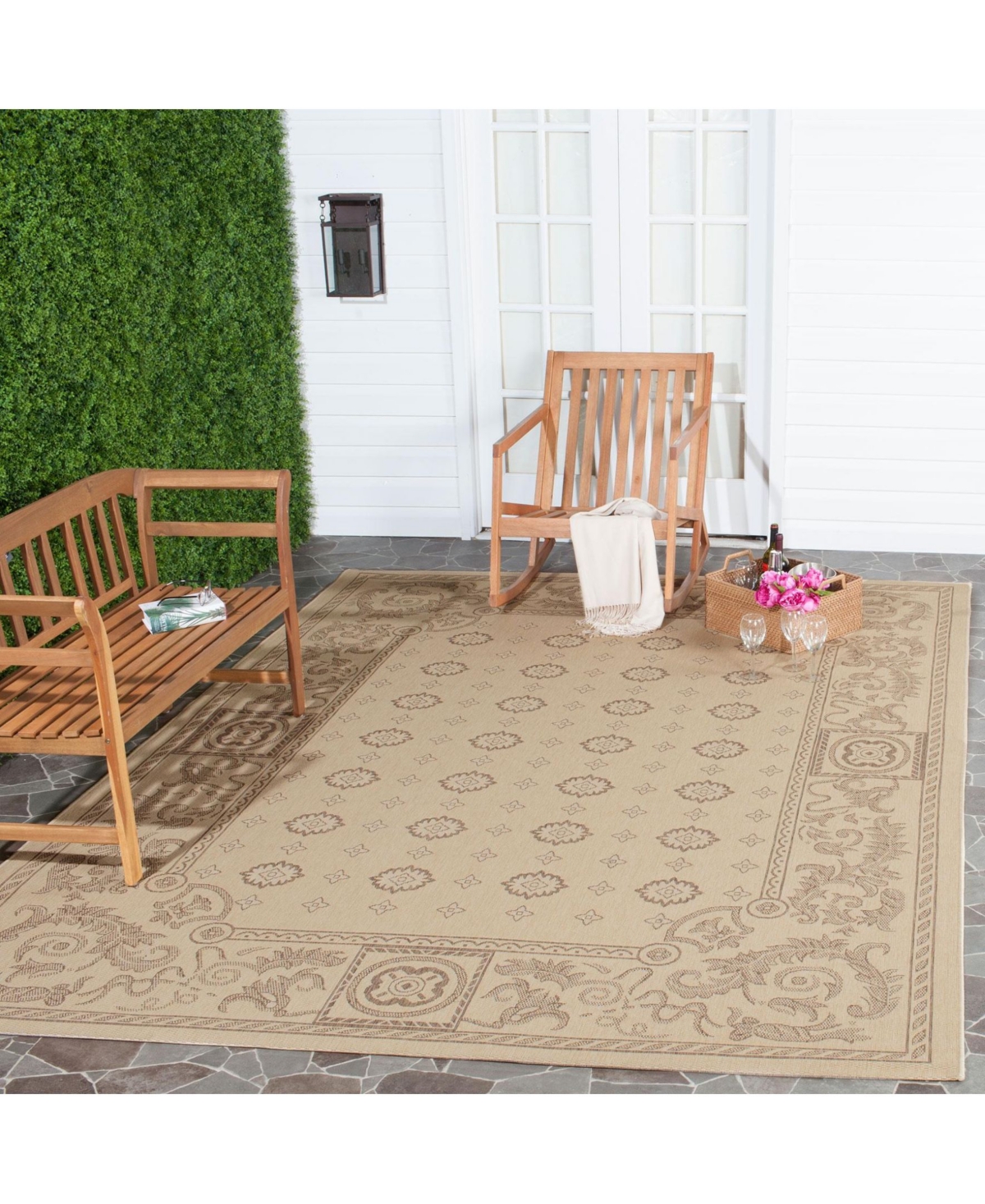 Safavieh Courtyard Natural and Brown 8' x 11' Outdoor Area Rug - Nude Or Na