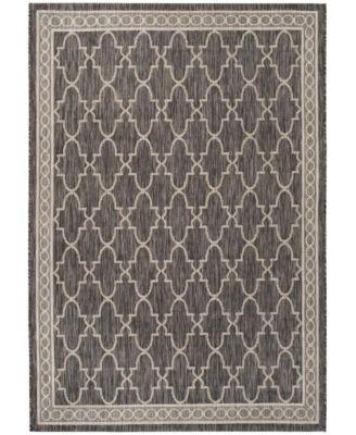 Courtyard CY8871 Black and Beige 5'3" x 7'7" Outdoor Area Rug