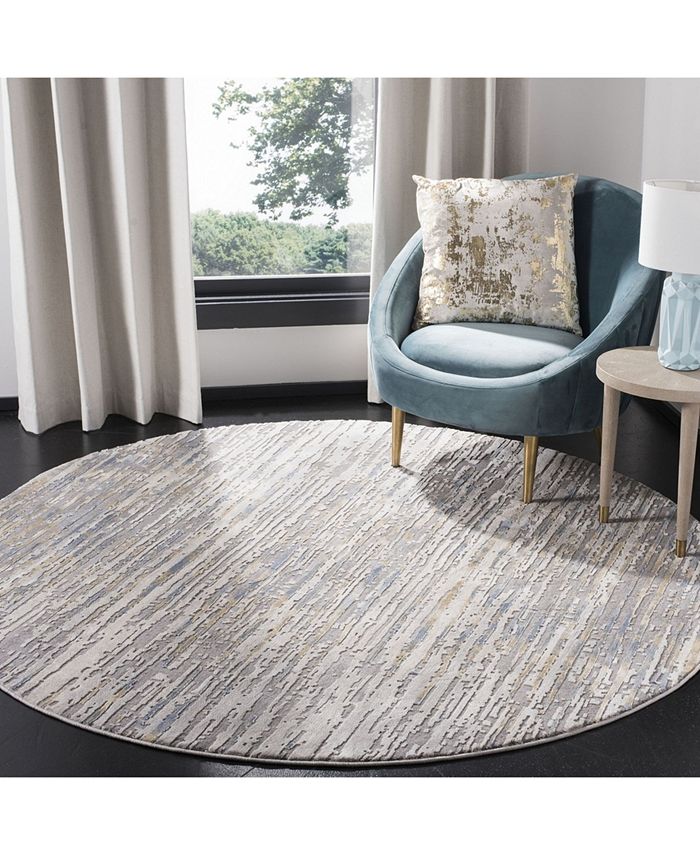 Safavieh Meadow Gray and Gold 6'7" x 6'7" Round Area Rug Macy's