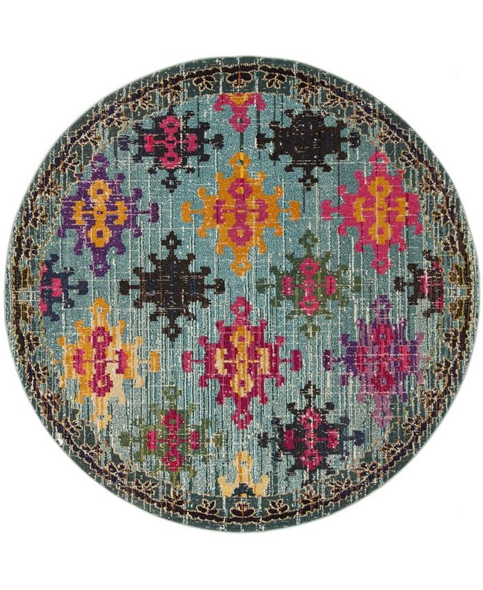 Safavieh Monaco Blue and Multi 6'7" x 6'7" Round Area Rug & Reviews