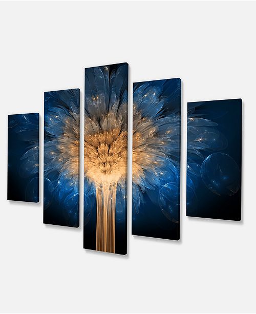 Design Art Designart Fractal 3d Blue Dragon Flower Canvas Art Print 60 X 32 5 Panels Reviews Wall Art Macy S
