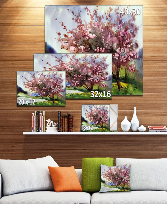 Design Art Designart Tree With Spring Flowers Floral Art Canvas Print - 20" X 12" & Reviews - Wall Art - Macy's
