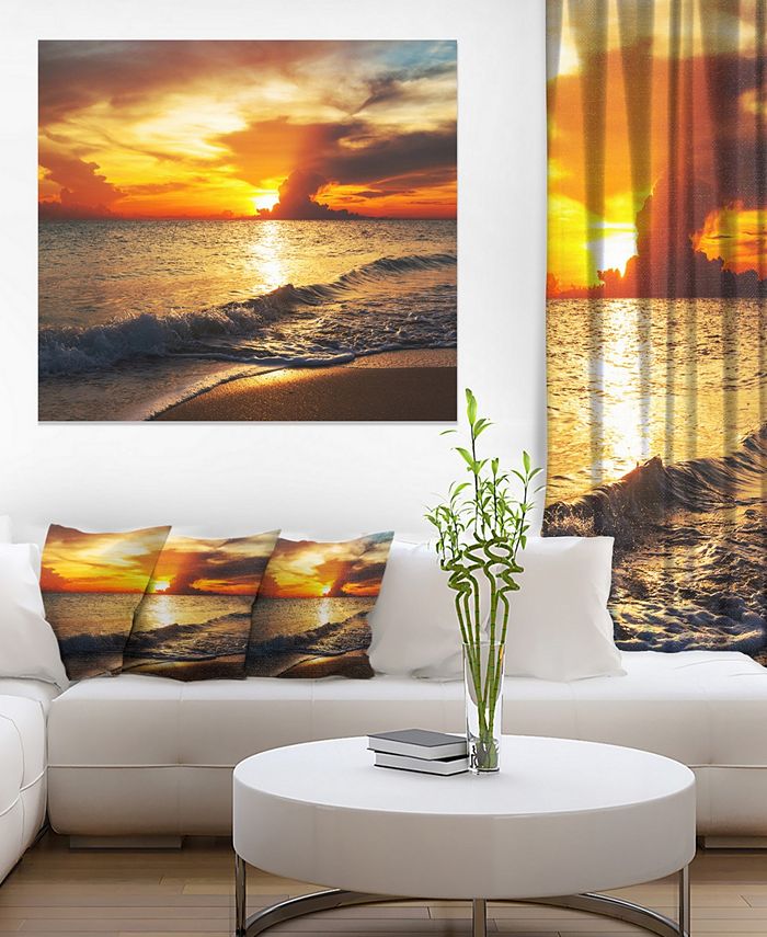 Design Art Designart Colorful Dramatic Sunset Over Waves Modern Beach ...
