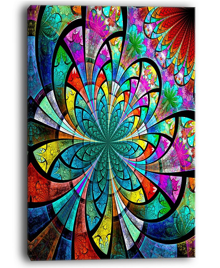 Design Art Designart Multi Color Large Fractal Flower Pattern Floral ...