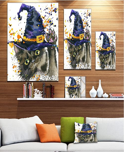 Design Art Designart Halloween Cat And Witch Hat Contemporary