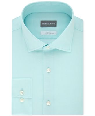 Michael Kors - Men's Slim-Fit Non-Iron Performance Airsoft Stretch Green Dress Shirt