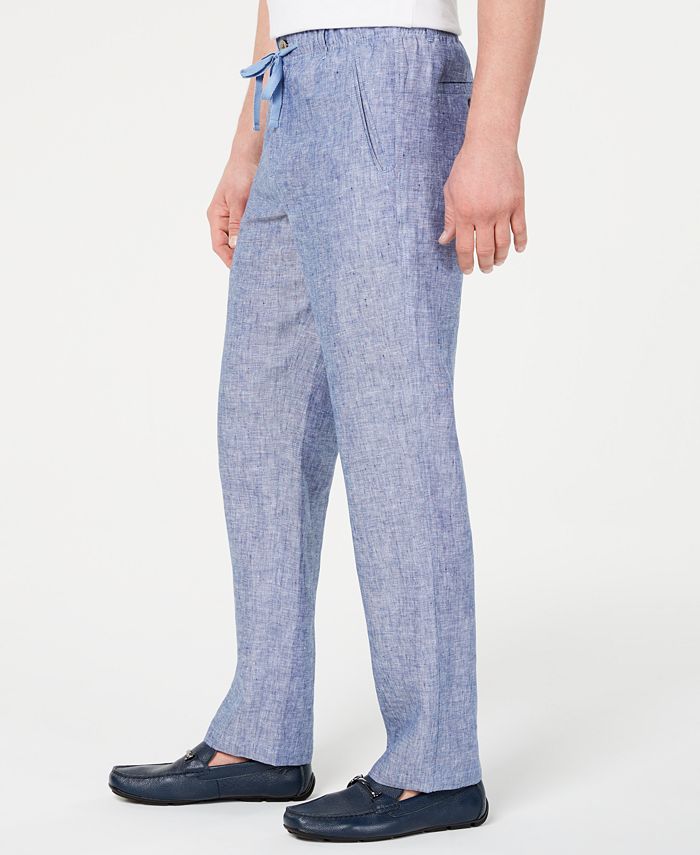 Tasso Elba Men's Chambray Linen Drawstring Pants, Created for Macy's Macy's