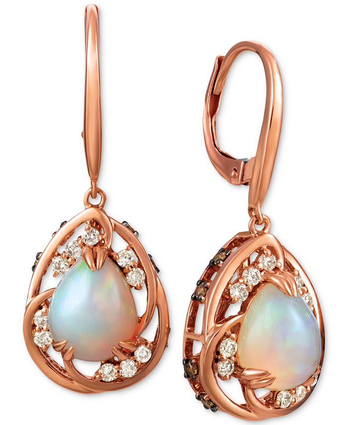 Le Vian - Neopolitan Opal (1-3/4 ct. t.w.), White Diamond (1/4 ct. t.w.)  and Chocolate Diamond (1/3 ct. t.w.) Drop Earrings in 14k Rose Gold