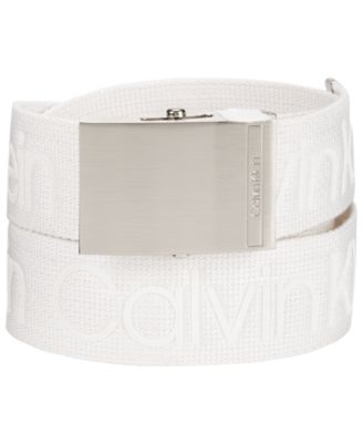 calvin klein men's white belt