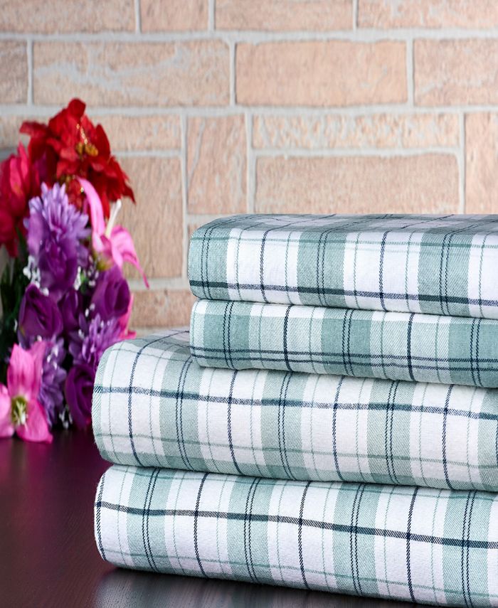 Bibb Home 100 Cotton Flannel Printed Twin Sheet Set Macy's