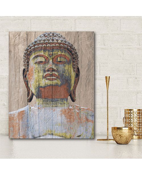 Courtside Market Wooden Painted Buddha Gallery Wrapped Canvas Wall