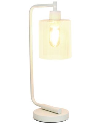 Simple Designs Bronson Antique Style Industrial Iron Lantern Desk Lamp with Glass Shade