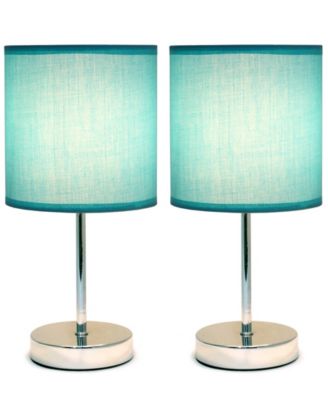 Simple Designs Chrome Mini Basic Table Lamp with Fabric Shade 2 Pack Set