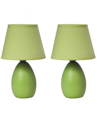 Simple Designs Mini Egg Oval Ceramic Table Lamp 2 Pack Set