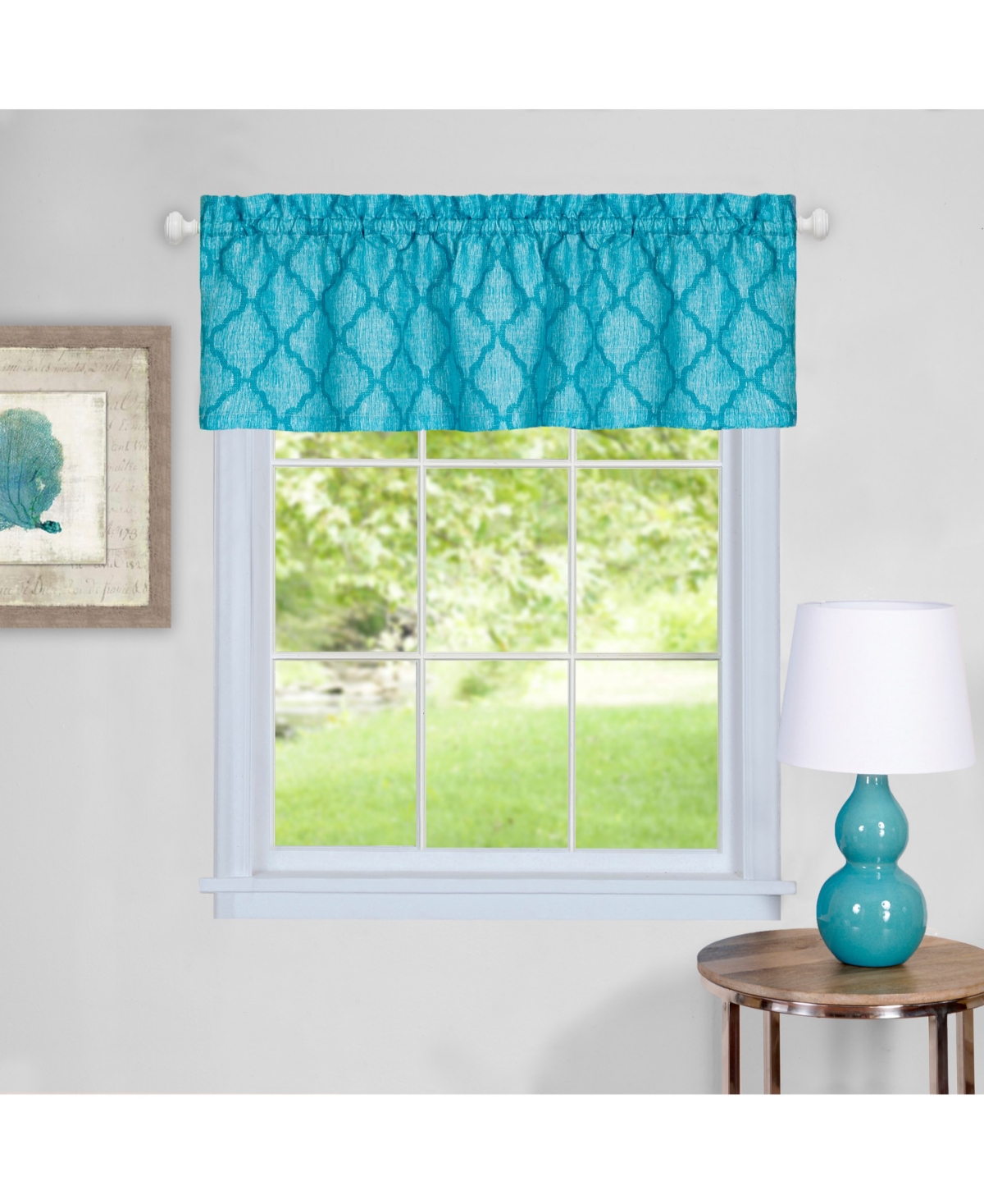 Achim Colby Window Valance, 58" X 14" In Turquoise