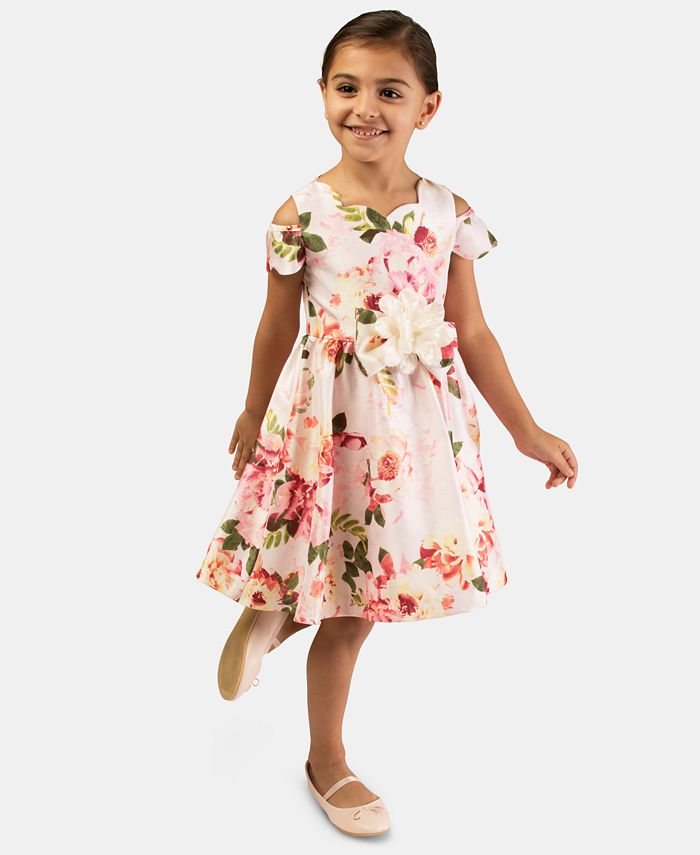 Bonnie Jean Little Girls Floral Shantung Dress - Macy's