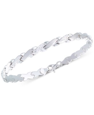 Italian Gold - Satin Finish Link Bracelet in 10k White Gold
