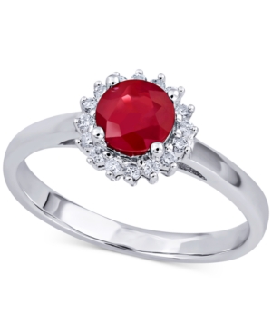 image of Ruby (3/4 ct. t.w.) & Diamond (1/5 ct. t.w.) Ring in 14k White Gold