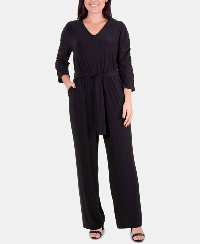NY Collection ElbowSleeve VNeck Jumpsuit Macy's